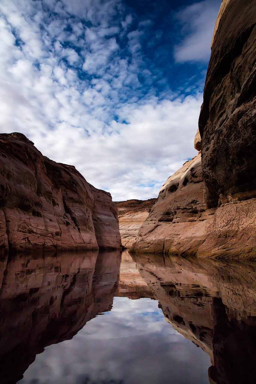 desert, rocks, lake, reflection, mountains, sahara, usa, sun, water, clouds, winter, nevada, nature, landscape